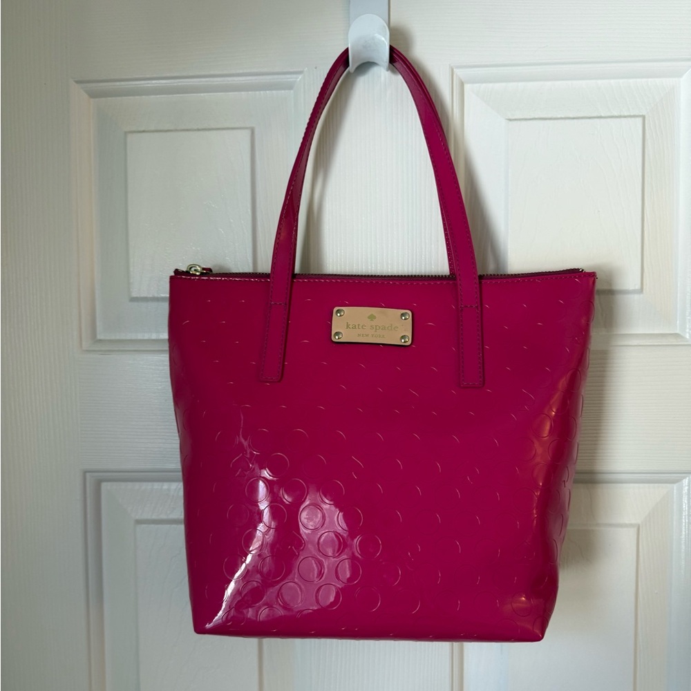 Kate Spade Pink Circle Embossed Patent Leather Tote Bag